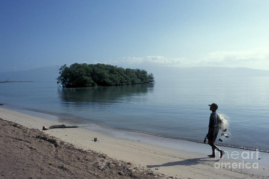 WALKING THE BEACH AT DAWN Barahona Dominican Republic Photograph by John  Mitchell