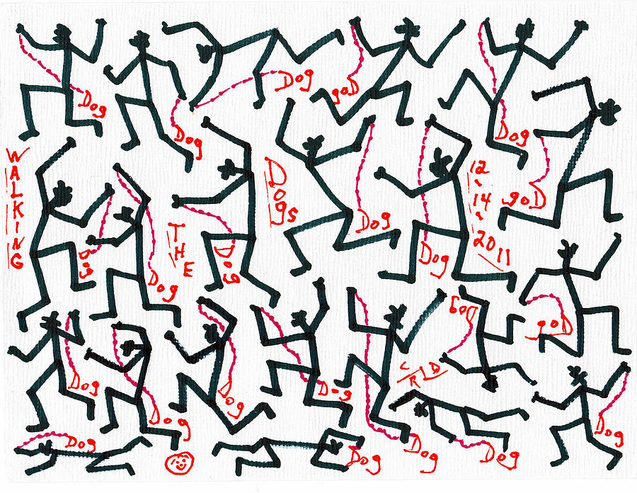 Abstract Drawing - WALKING THE DOGS - Dec Two K Eleven by Carl Deaville