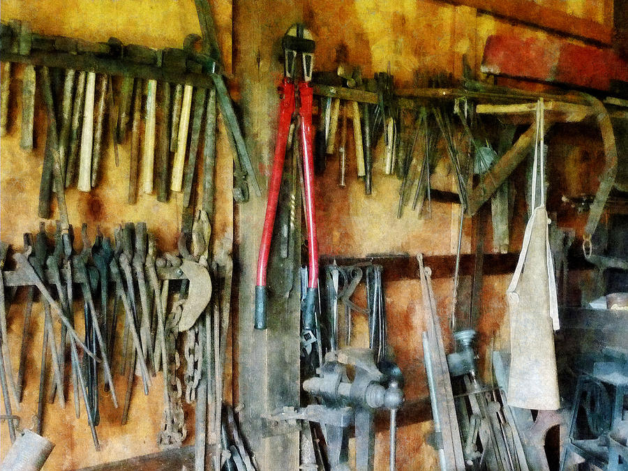 Wall of Tools With Shop Apron Photograph by Susan Savad