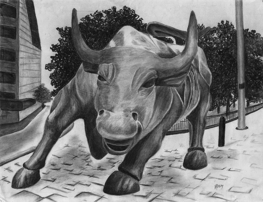 Wall Street Bull Drawing by Vic Ritchey