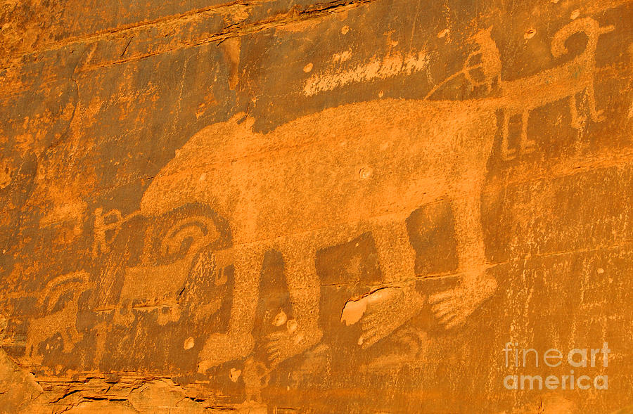 Wall Street Cliffs Petroglyph - Moab Photograph by Gary Whitton