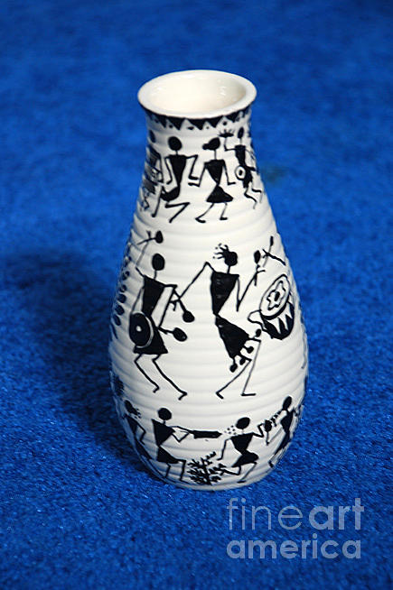 Animal Ceramic Art - Warli tribal vase by Subhash Limaye