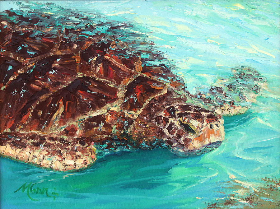 Turtle Painting - Warm Waters by Marie Green