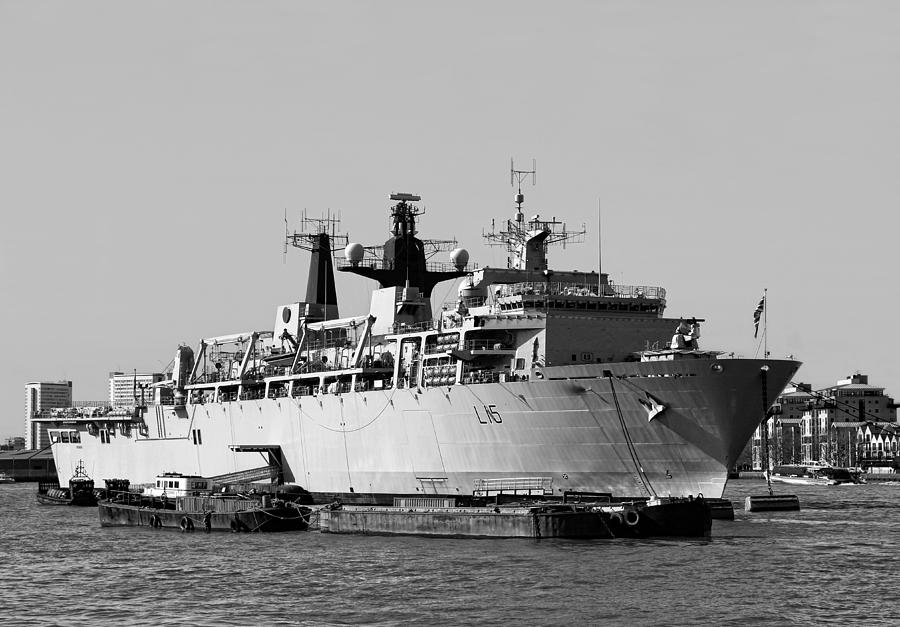 Black And White Photograph - Warship HMS Bulwark by Jasna Buncic