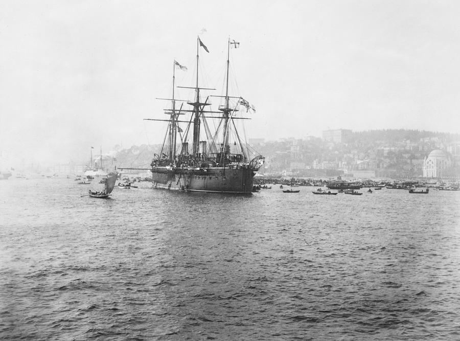 Warship Kaiser on which Kaiser Wilhelm II of Germany came to Istanbul Photograph by International  Images