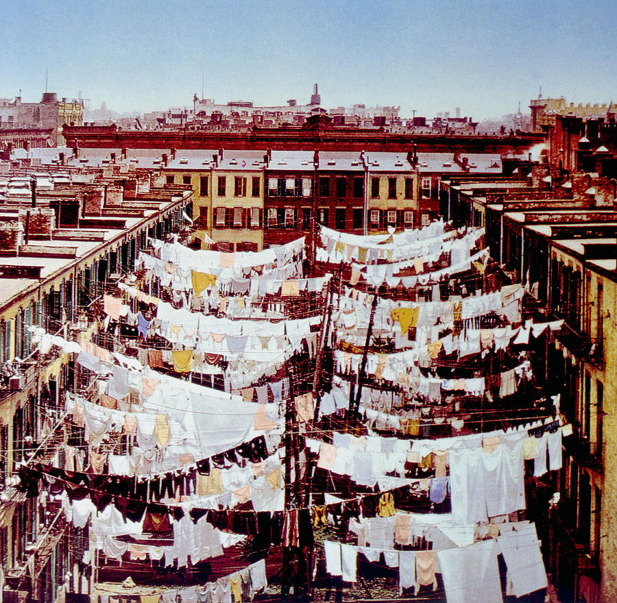 Washing Hung Outside Tenement Buildings by Everett