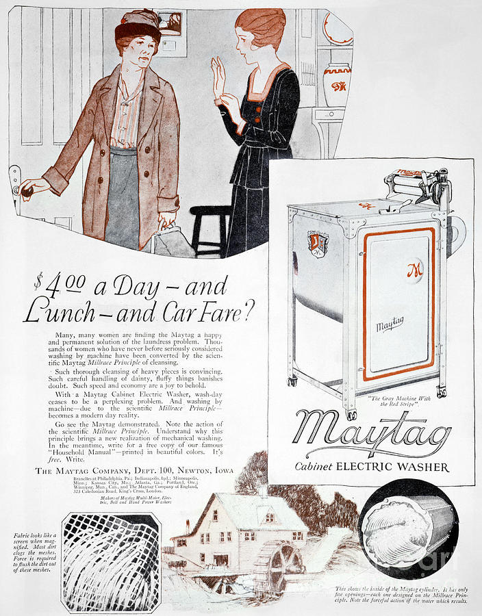 1920 OLD MAGAZINE PRINT AD, MAYTAG CABINET ELECTRIC WASHER