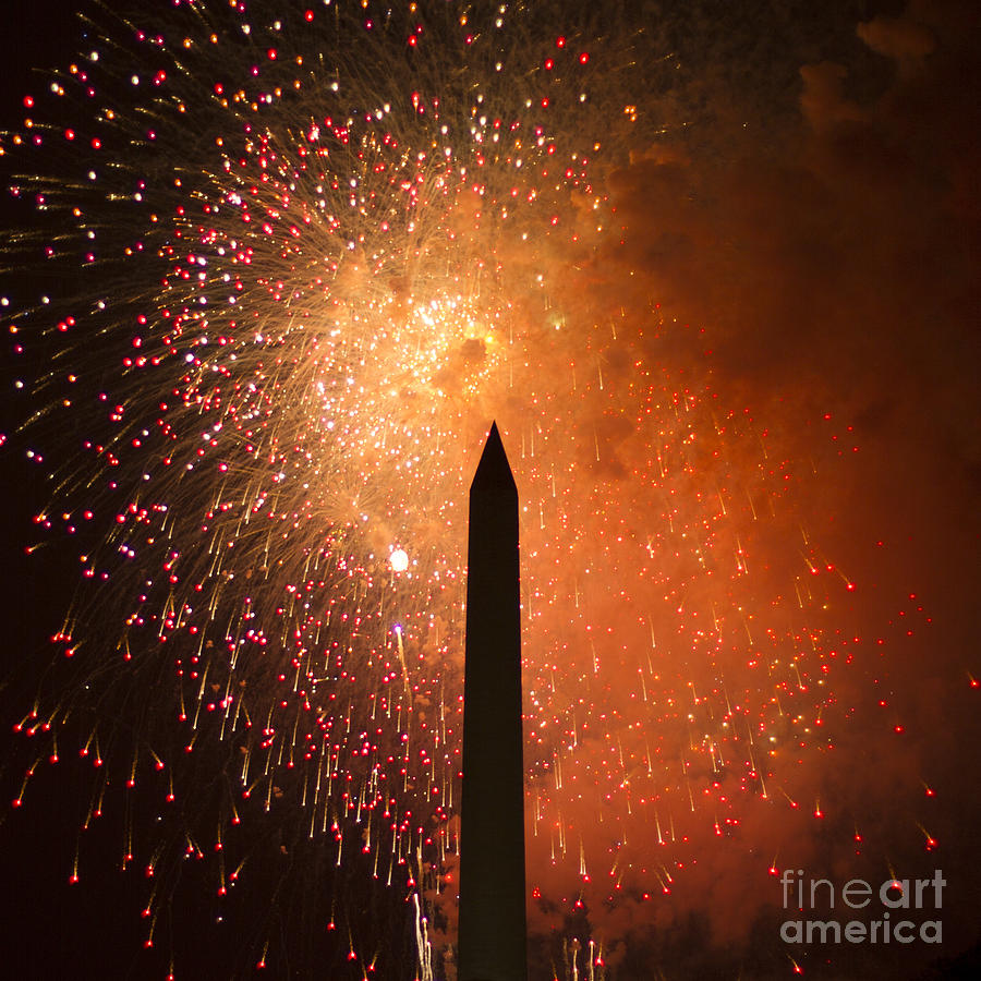 Washington Monument and Fireworks I Photograph by Phil Bolles Fine