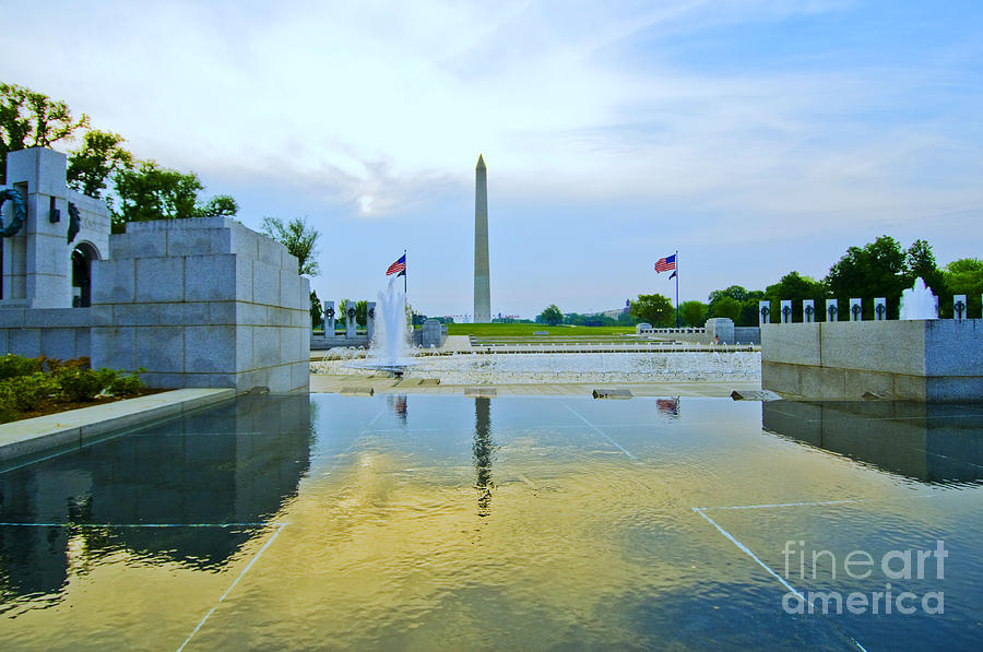 Washington Monument Photograph - Washington Monument and the World War II Memorial by Jim Moore