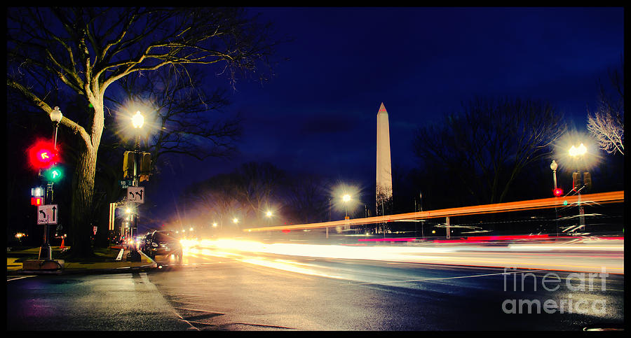 Washington Monument on a Rainy Rush Hour Photograph by Jim Moore