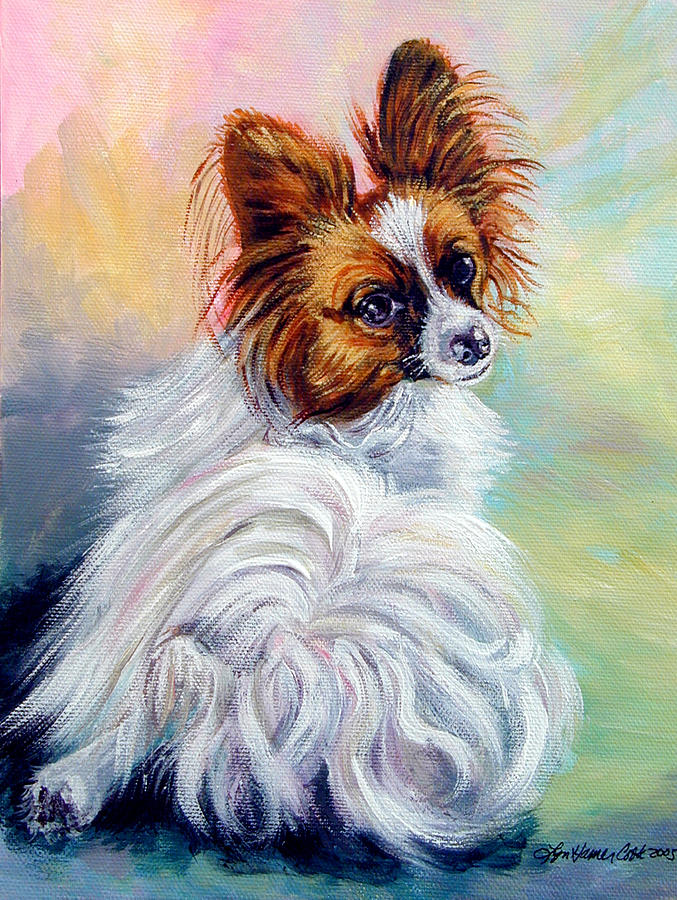 Papillon Dog Original Oil Painting on Mini Canvas 5x5 Inches 