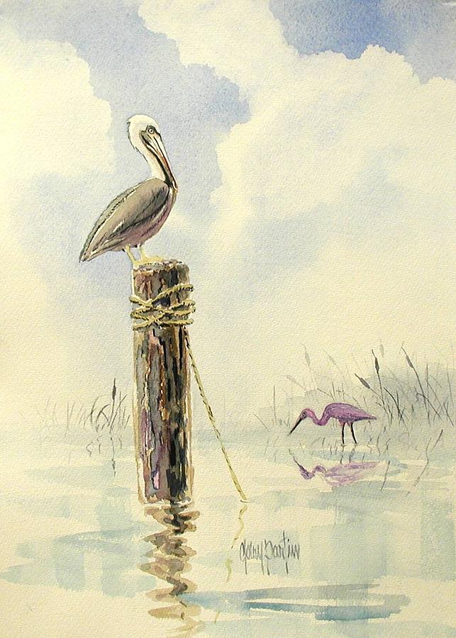 Pelican Painting - Watchful Eye by Gary Partin