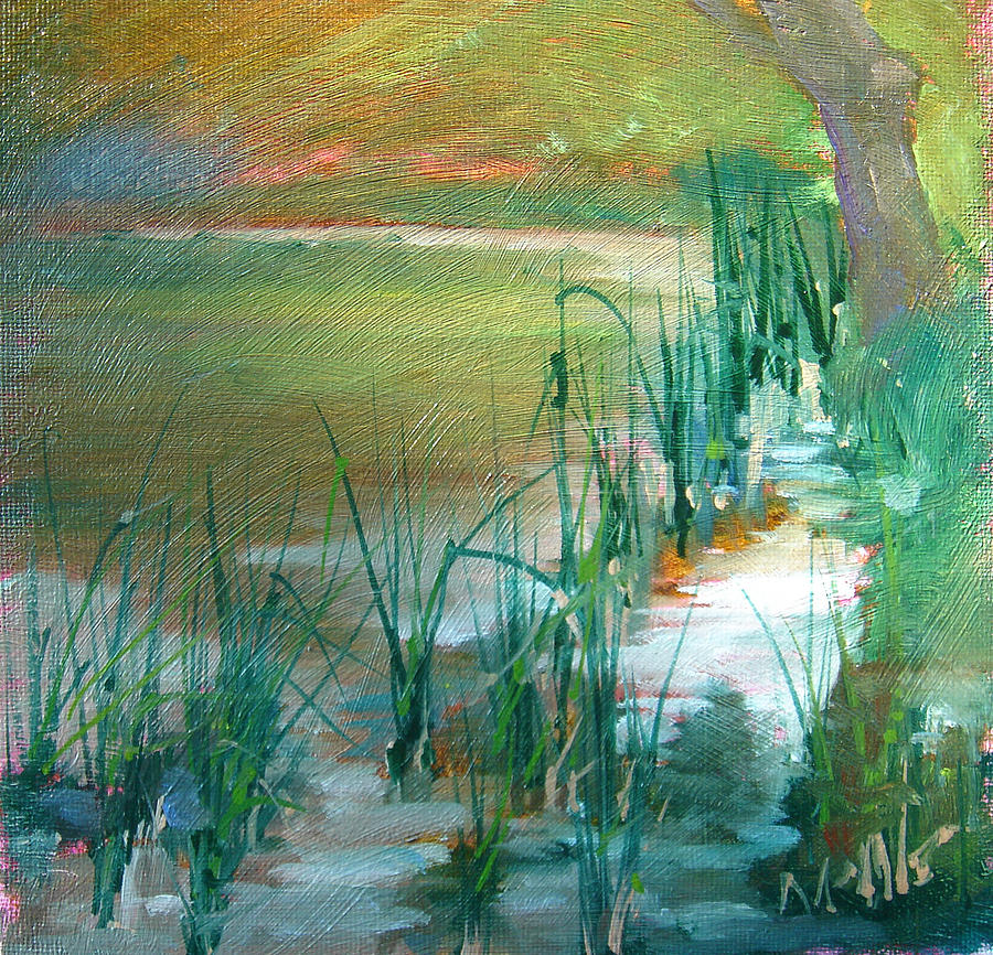 Water and Reeds Painting by Judy Fischer Walton