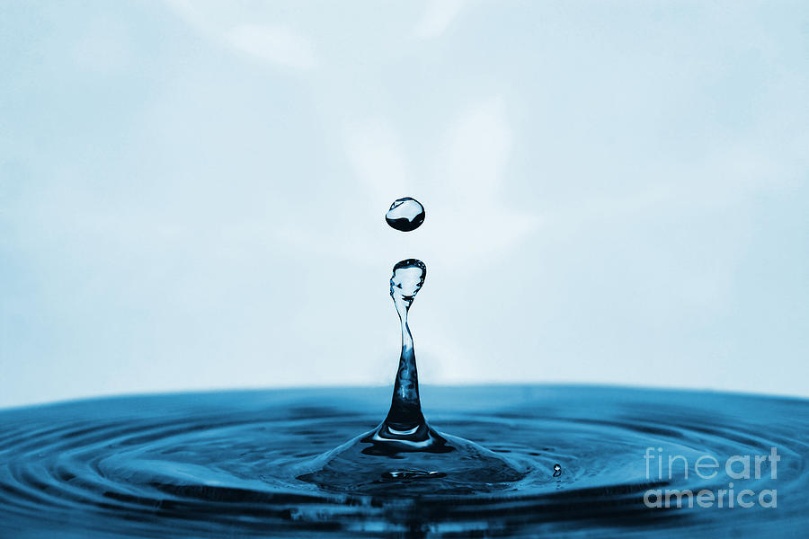Water Drop in Blue Photograph by Paul Topp