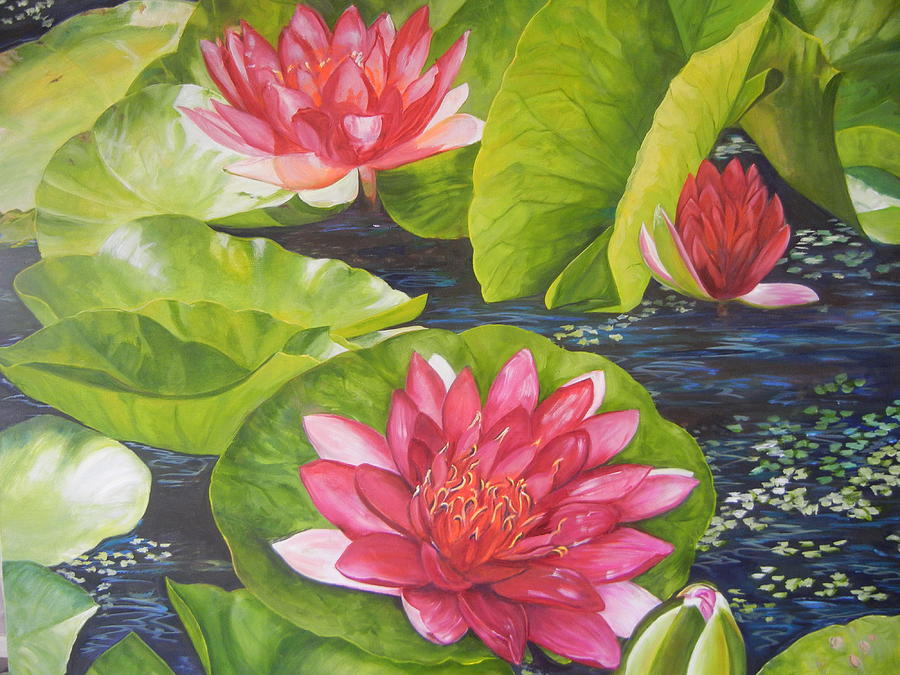 Water Lilies Painting By Jacqueline Hannon - Fine Art America