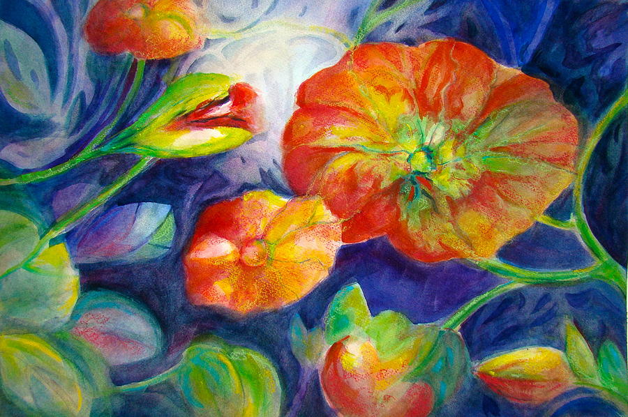 Water Lily Compliments Painting by Myra Evans