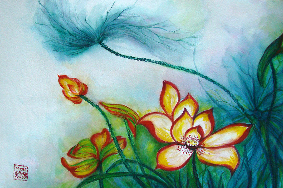 Water Lily no.2 Painting by Myra Evans