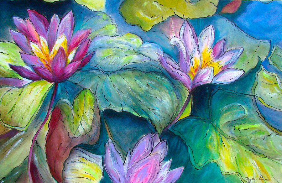 Water Lily no.5 Painting by Myra Evans