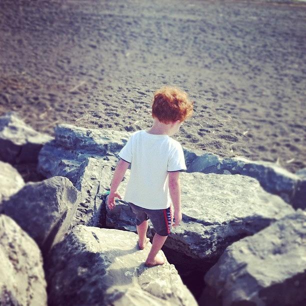Summer Photograph - #water #rocks #kid #redhead #cutie by Jenna Luehrsen
