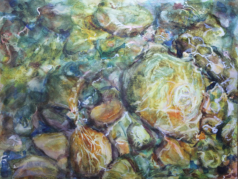 Water Rocks Painting by Madeleine Arnett