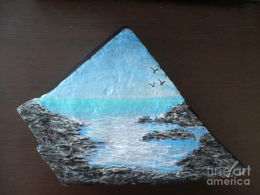 Water With Rocks Painting by Monika Shepherdson