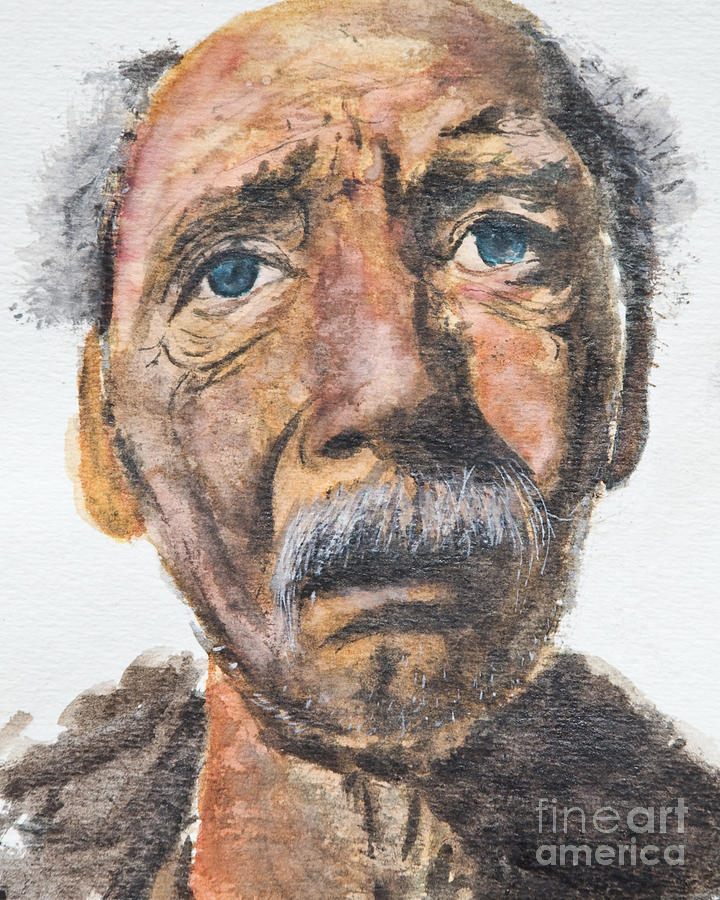 Portrait Painting - Watercolor Old Man by Kate Sumners