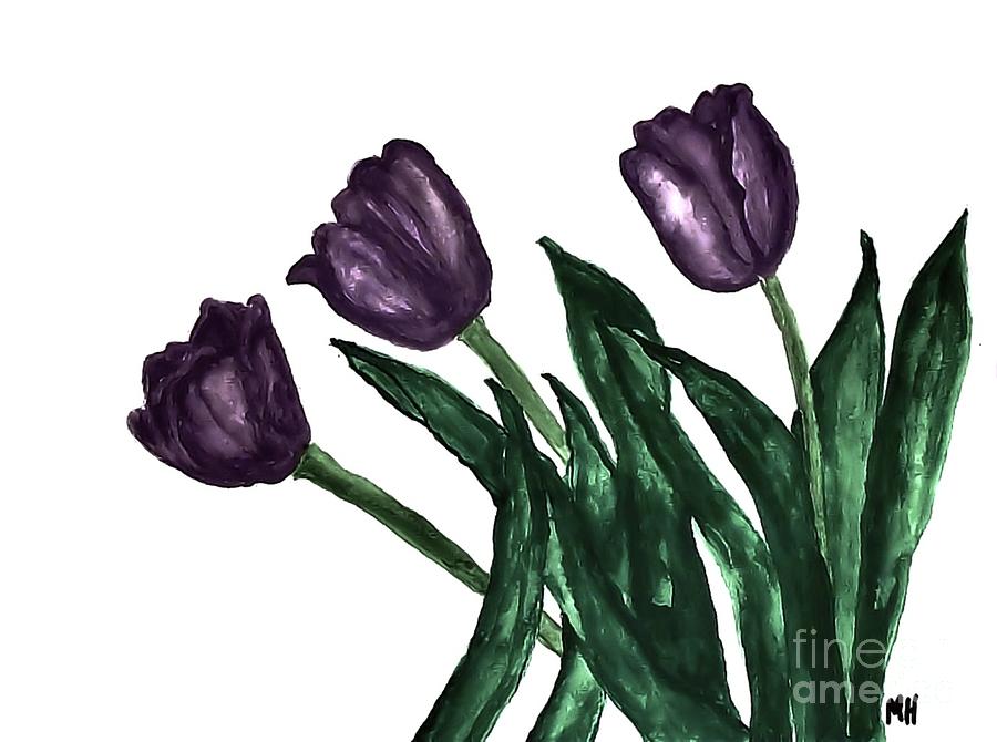 Still Life Painting - Watercolor Purple Tulips by Marsha Heiken