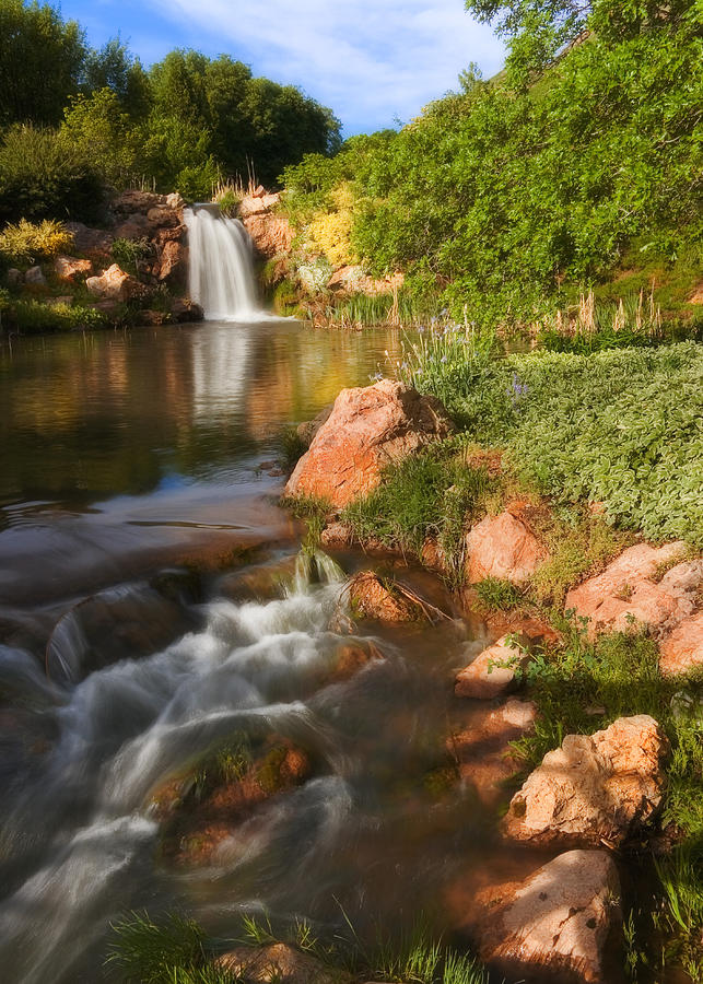 Nature Photograph - Waterfall and Pond by Douglas Pulsipher
