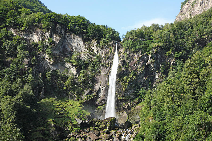 Waterfall At Foroglio, Switzerland Photograph by Hiroshi Higuchi