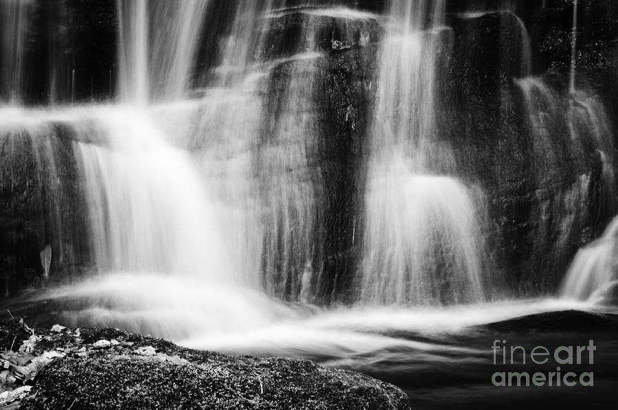 Waterfall Detail Black and White Photograph by David Waldrop