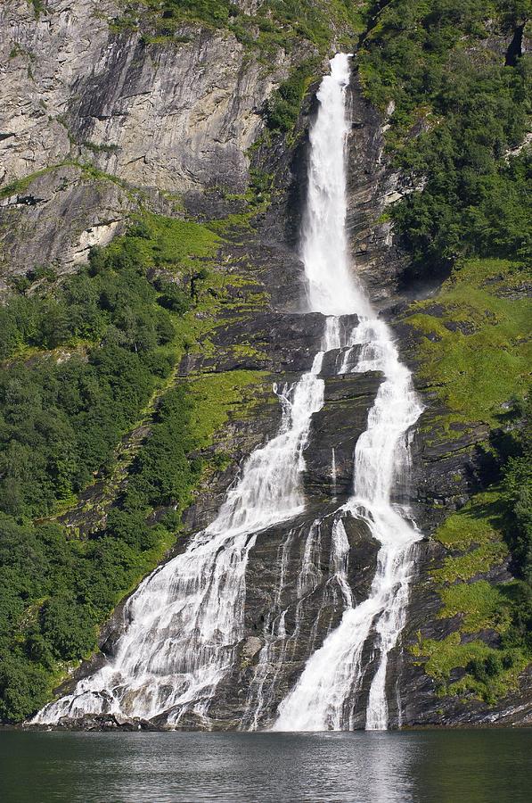 Waterfall Photograph - Waterfall In A Fjord, Norway by Dr Juerg Alean