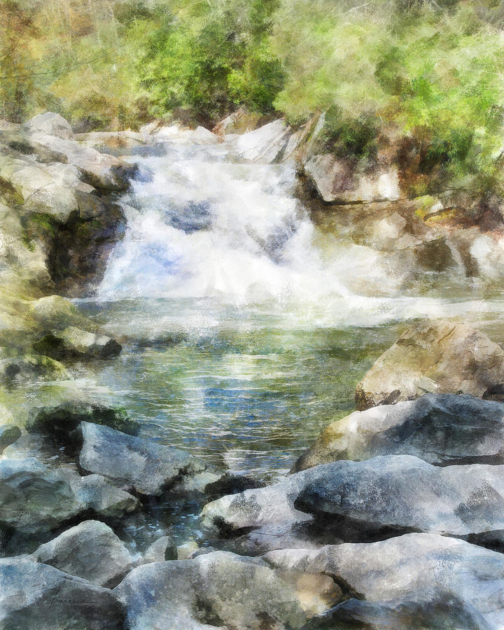 Waterfall in NC Digital Art by Frances Miller
