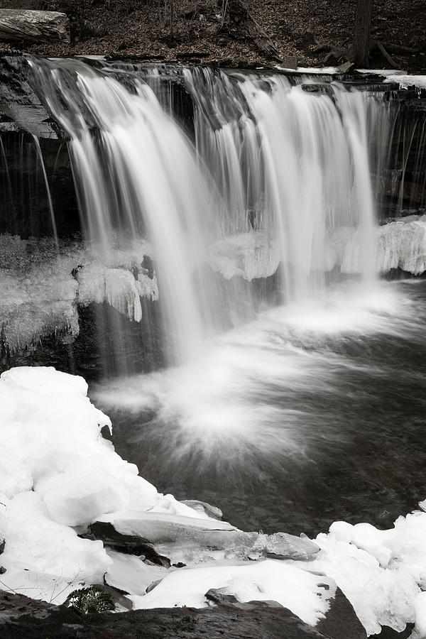 Waterfall Mid Winter Thaw Photograph by Lone Palm Studio
