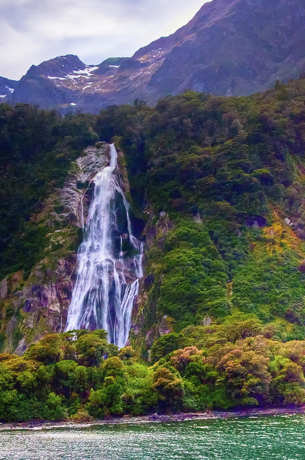 Waterfalls at Milford Sound Photograph by Harry Strharsky