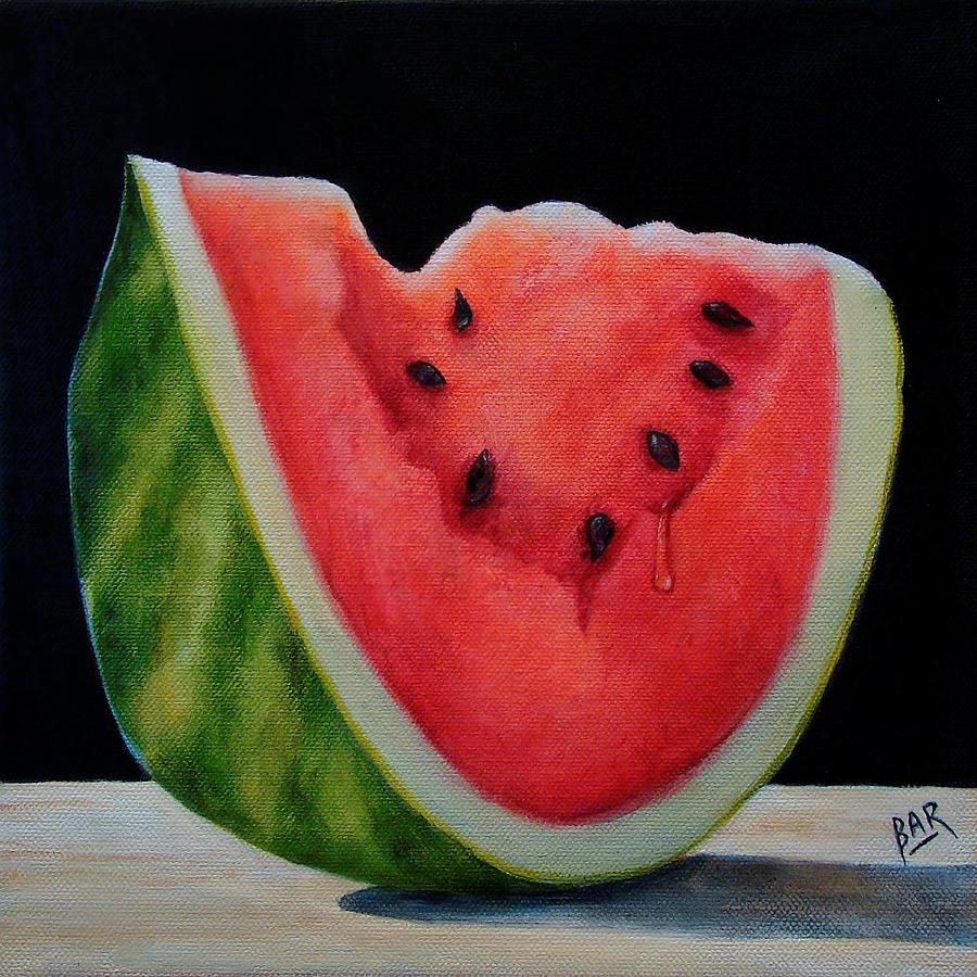 Still Life Painting - Watermelon Slice by Barbara Robertson