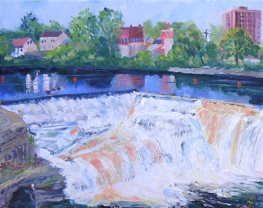 Watertown Ny Mill St Falls Painting by Robert P Hedden