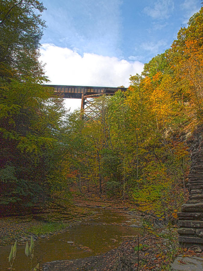 Fall Photograph - Watkins Glen Rail Bridge by Joshua House