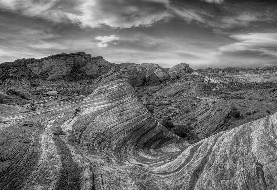 Hdr Photograph - Wave Monochrome by Stephen Campbell