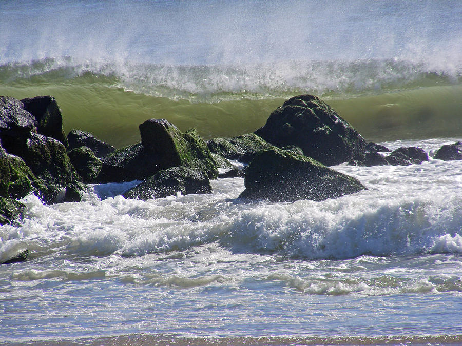 Beach Photograph - Wave Versus Rock by Carol Bruno