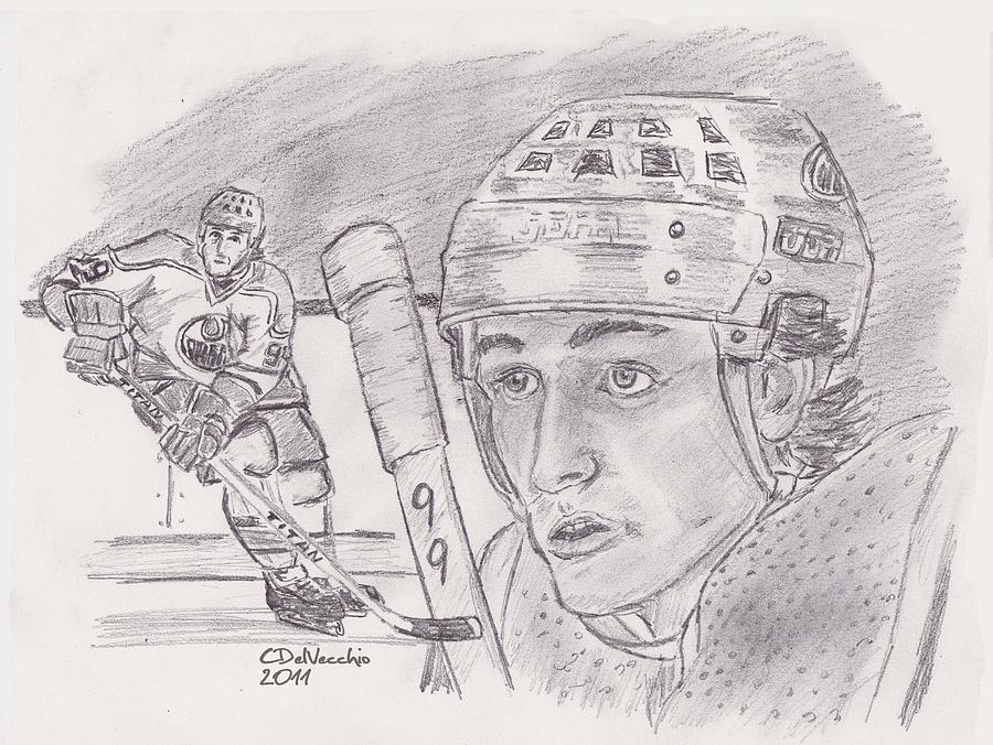 Wayne Gretzky-The Great One Drawing by Chris DelVecchio