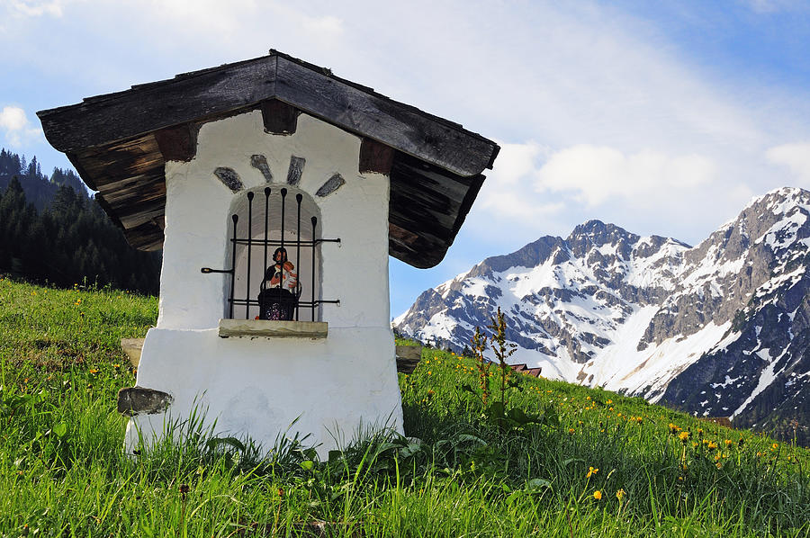 Mountain Photograph - Wayside Shrine in the mountains by Matthias Hauser