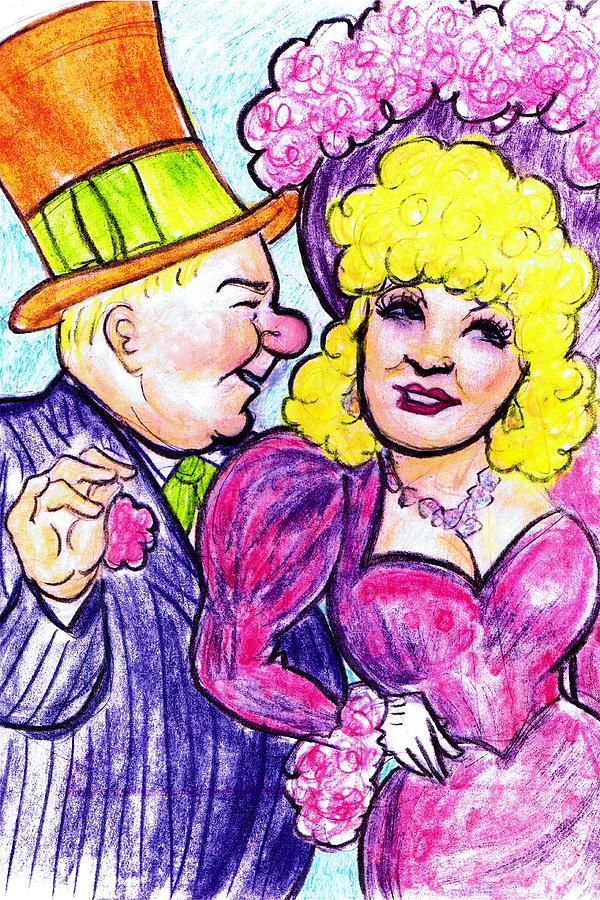 W.C. Fields and Mae West Drawing by Mel Thompson