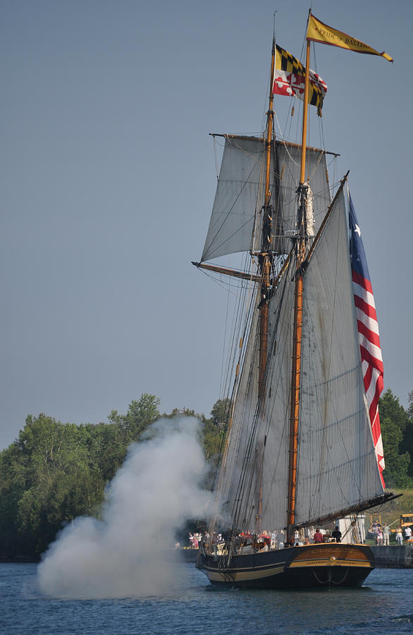 Tall Ships Photograph - We Fired Our Guns by Larry Peterson