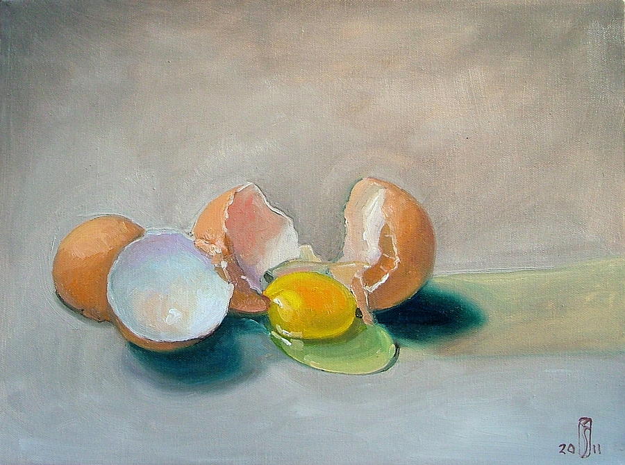 Still Life Painting - We might have to break a few eggs by Charles Scogins