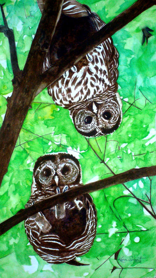Owl Painting - We See Thee by Karan Sargent