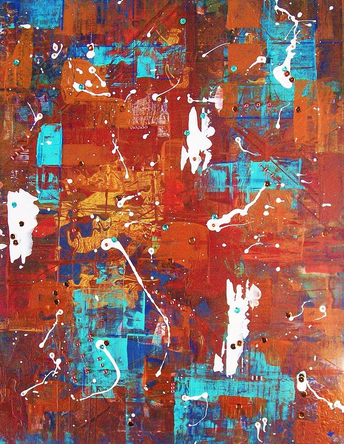 Abstract Painting - Weather-worn Copper  by Charlotte Nunn