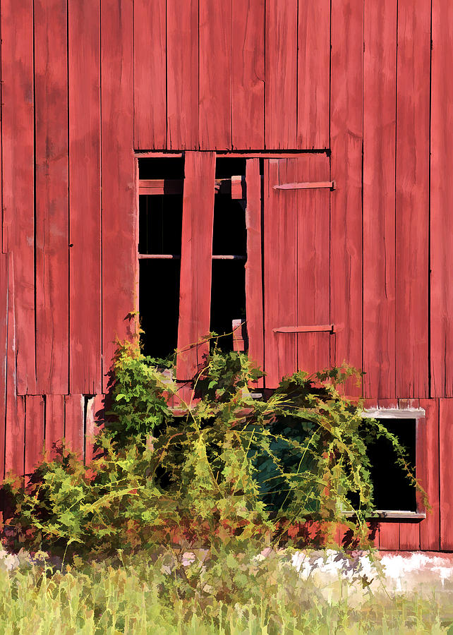 Weathered Broken Red Barn Window of New Jersey Photograph by David Letts