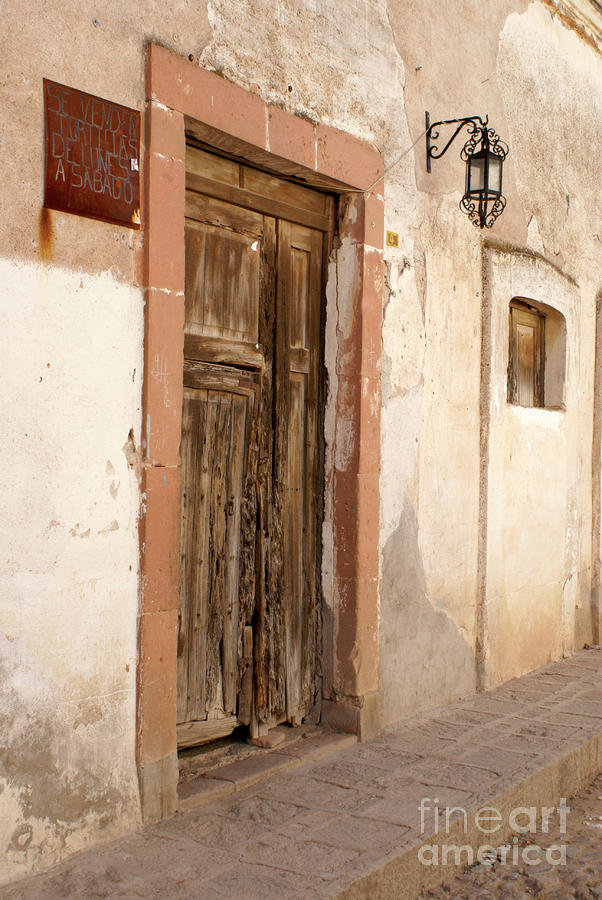 WEATHERED DOOR Mineral de Pozos Mexico Photograph by John  Mitchell