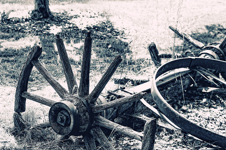 Weathered Wagon Wheel Broken Down Photograph by Tracie Schiebel