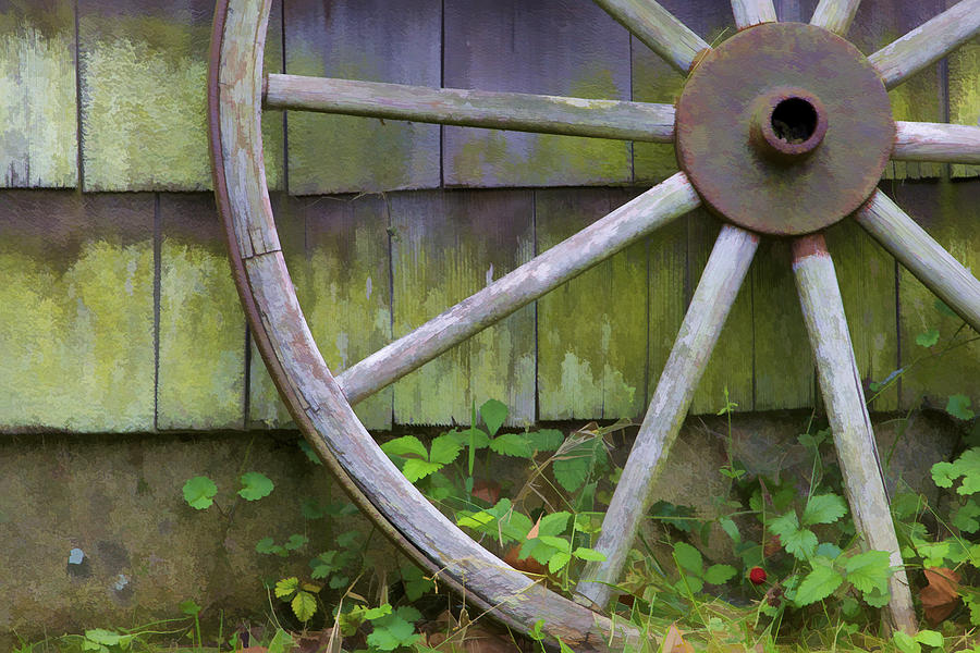 Weathered Wood Wagon II Wheel Photograph by David Letts
